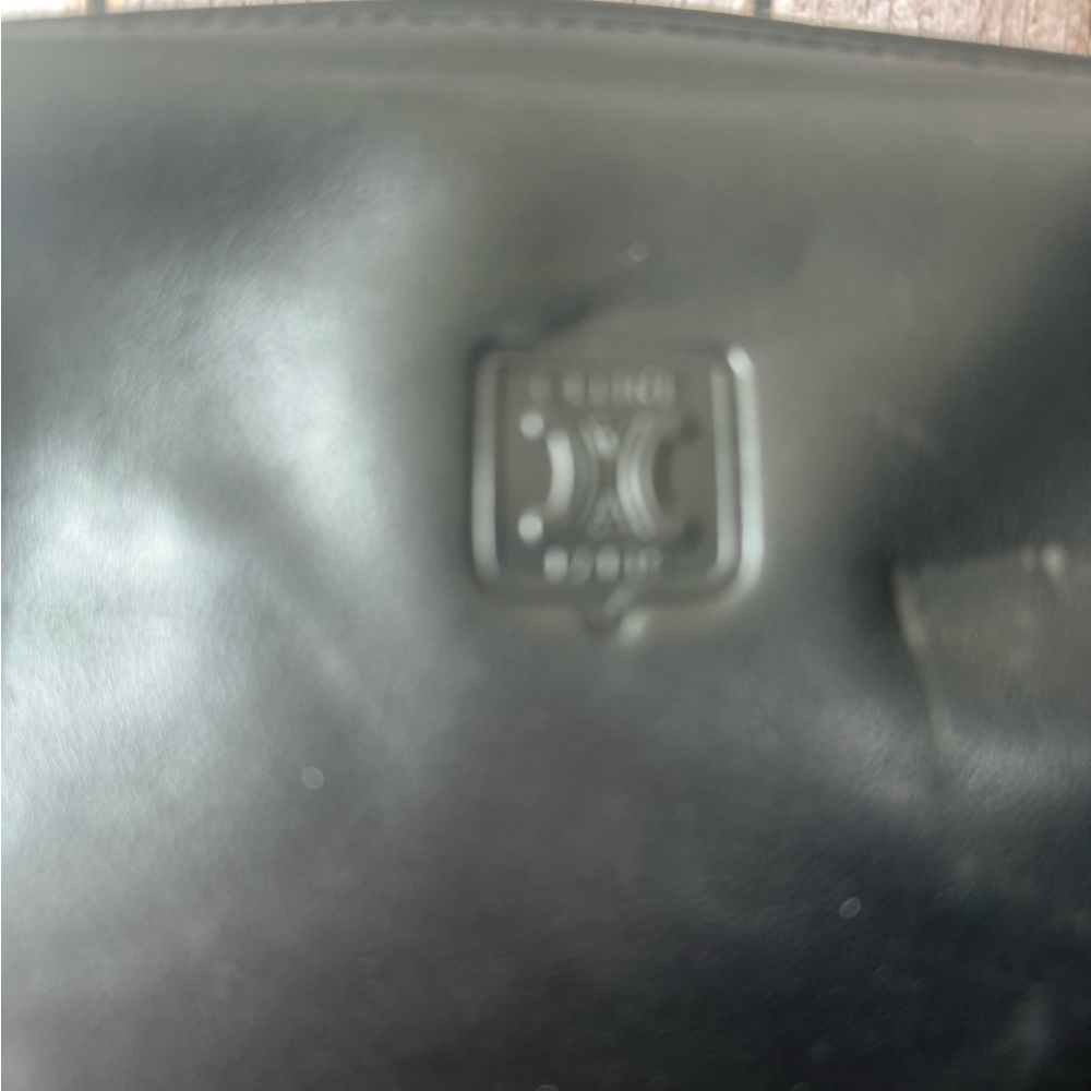 Celine Black Leather pouch with Embossed Logo - Picture 3 of 9